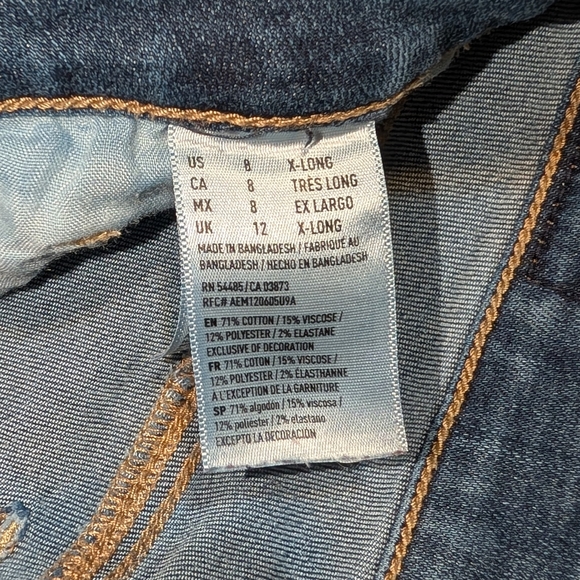 American Eagle Outfitters Blue Skinny Jeans-8 X-long - Picture 4 of 6